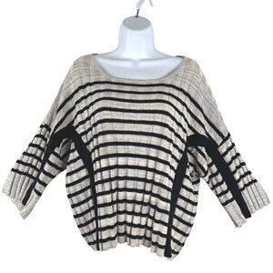 NAADAM Black and Cream Striped Sweater